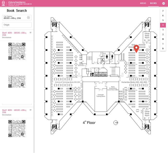 map of bookshelves